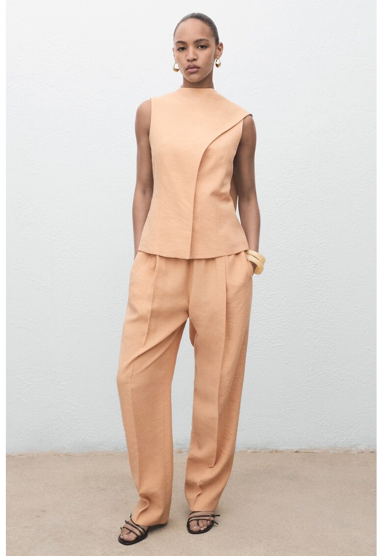 Pantaloni relaxed fit din amestec de lyocell - Roz somon