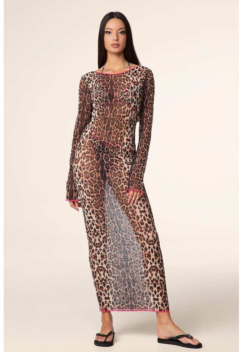 Rochie de plajă transparentă cu animal print -