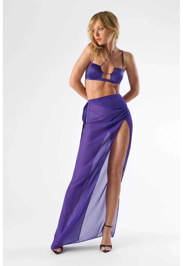 Fustă lungă - transparentă cu cordon în talie - Fustă lungă - transparentă cu cordon în talie -