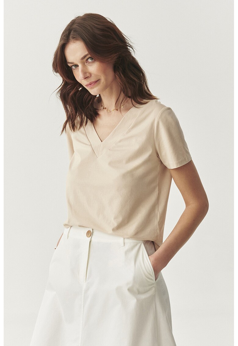 Bluza cu decolteu in V - Bej