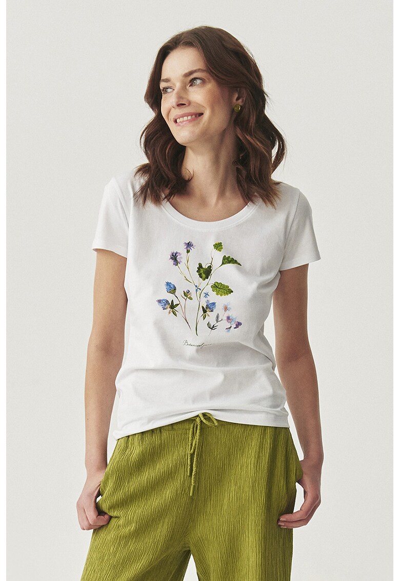 Tricou cu imprimeu floral - Alb/Verde