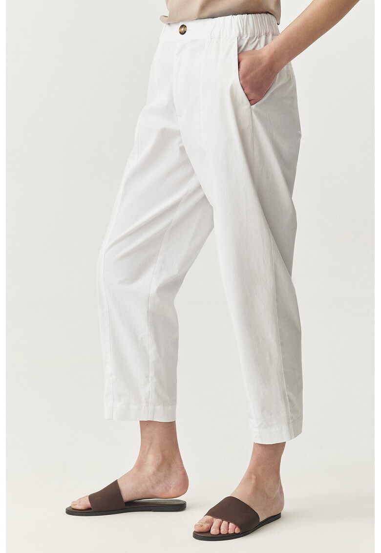 Pantaloni crop conici - Alb optic