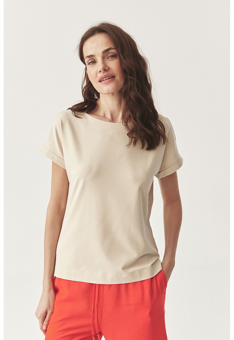 Tricou din amestec de modal - Bej deschis