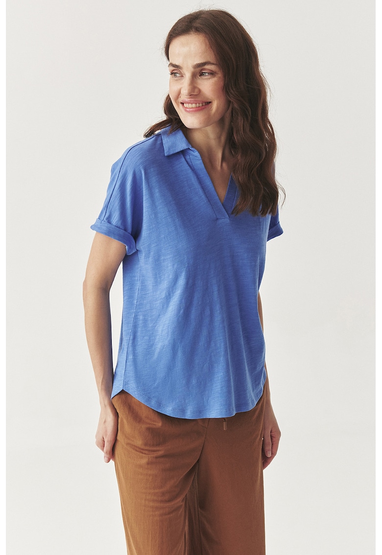 Tricou polo cu model uni - Albastru melange