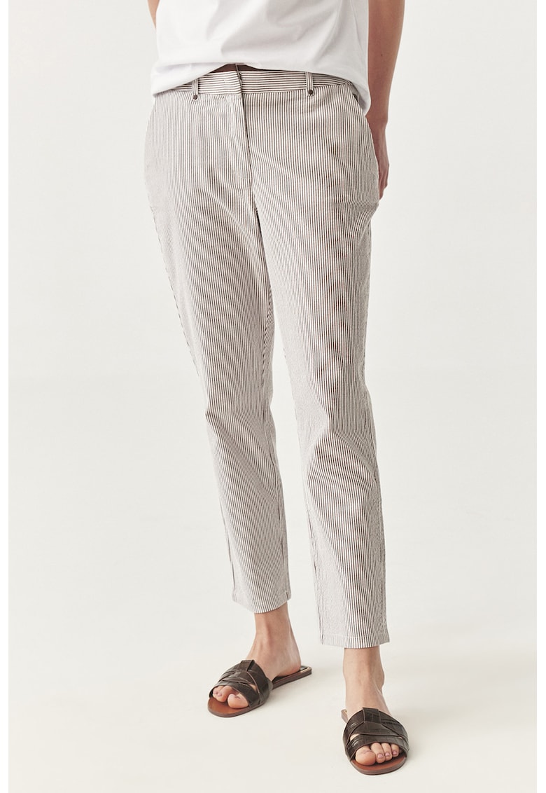 Pantaloni crop conici - Alb/Maro