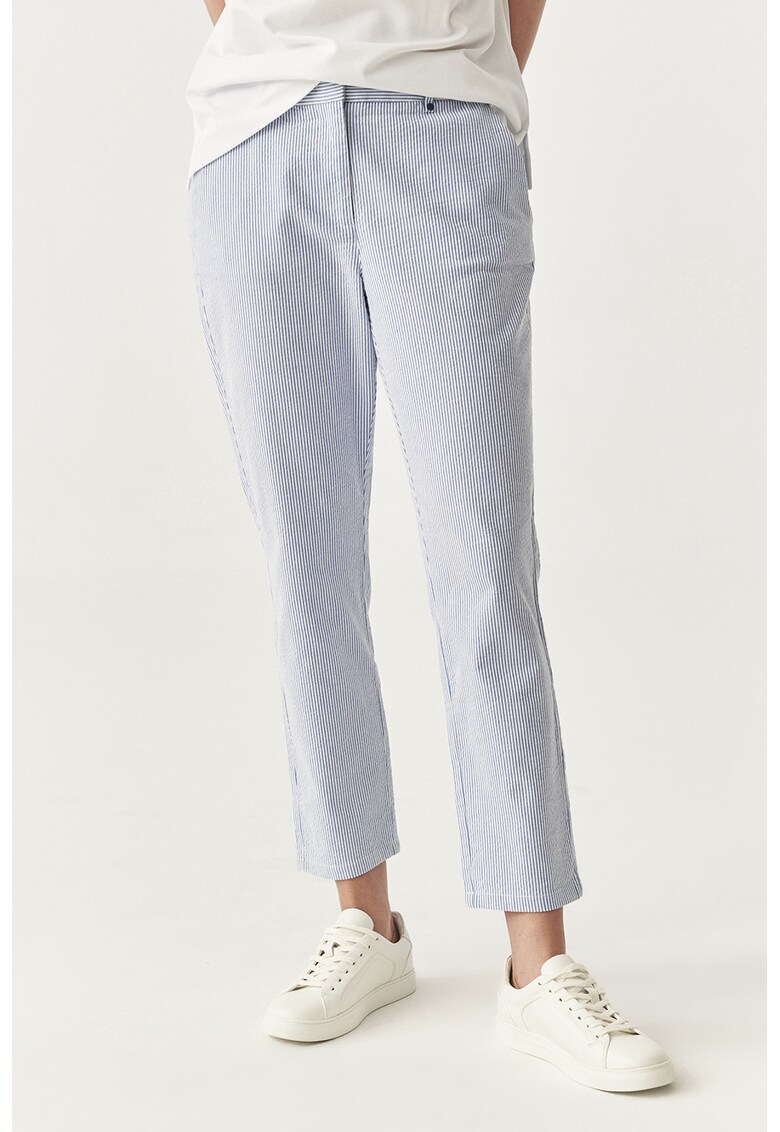 Pantaloni crop conici - Alb/Albastru deschis