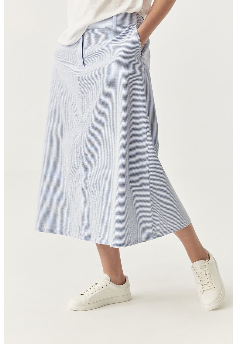 Fusta midi evazata - Alb/Albastru deschis