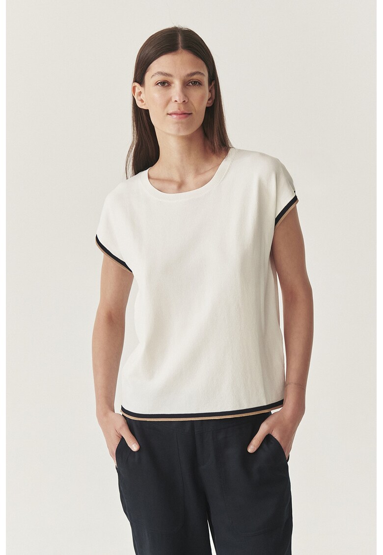 Tricou cu decolteu rotund - Negru/Alb murdar