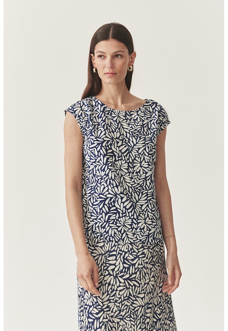 Tricou cu decolteu rotund - Alb/Bleumarin