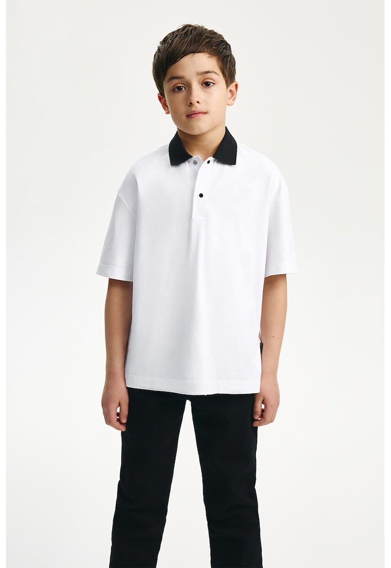 Tricou cu guler polo contrastant