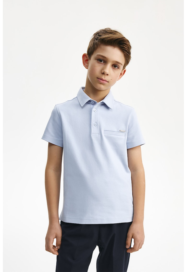 Tricou polo de bumbac cu buzunar aplicat