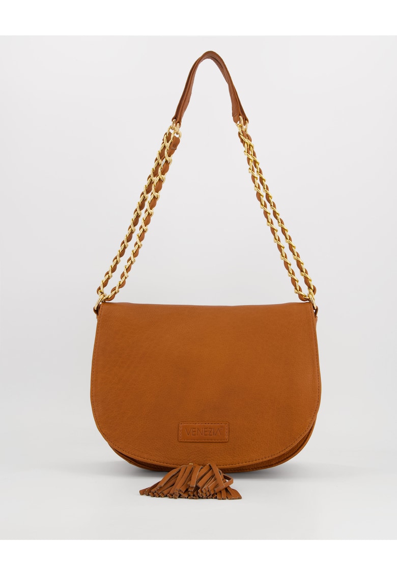 Geanta dama  crossbody - piele naturala - maro - 20x28x11cm - max. 115cm curea