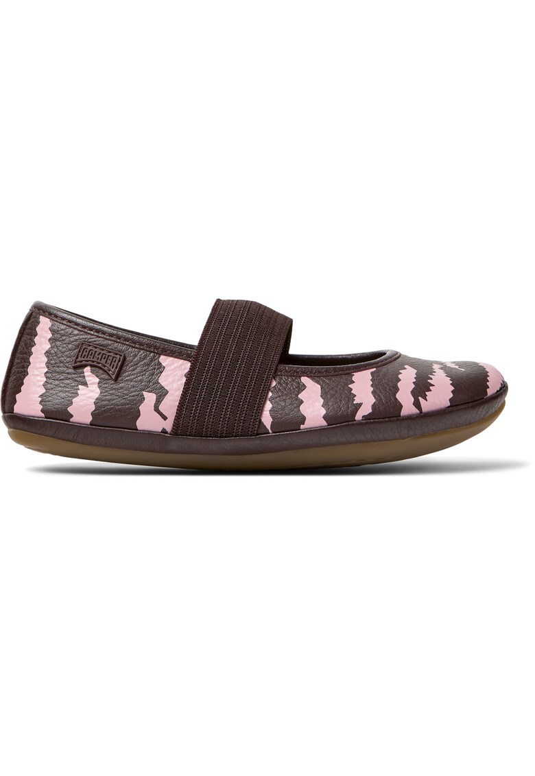 Balerini Mary Jane din piele Right 8493 - Maro inchis/Roz pastel