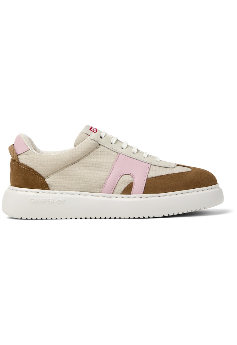 Pantofi sport cu insertii din piele intoarsa Runner K21 - Maro scortisoara/Roz pastel/Bej deschis