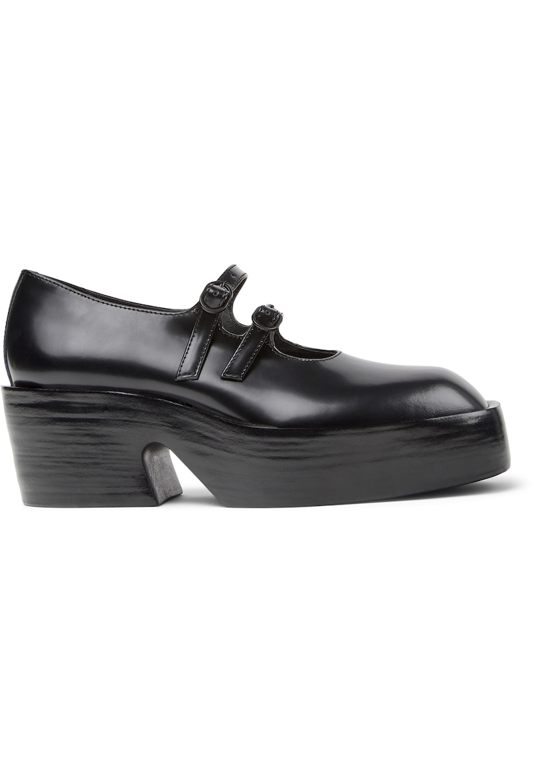 Pantofi Mary Jane din piele cu toc masiv Billie - Negru