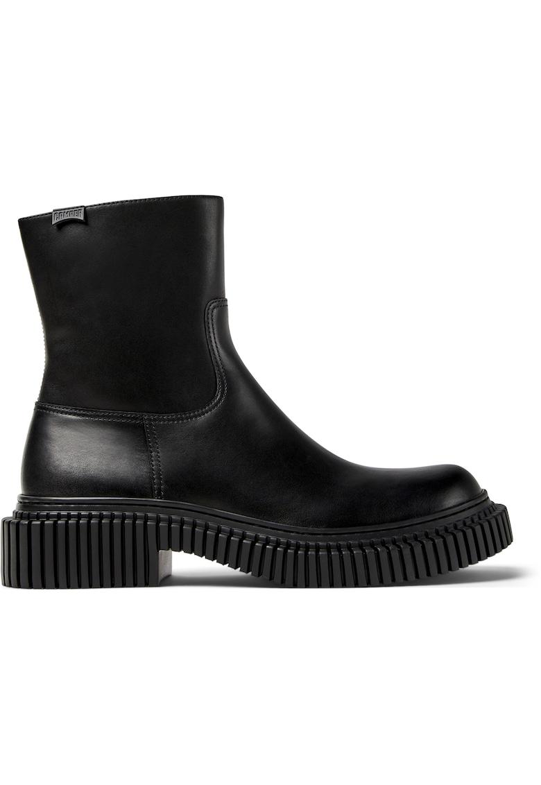 Ghete de piele cu fermoar - Negru