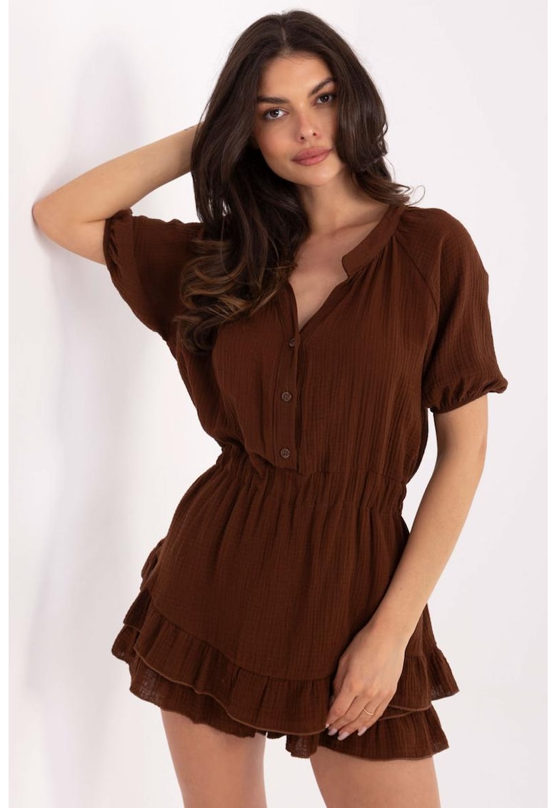 Salopeta cu maneca scurta si volane -