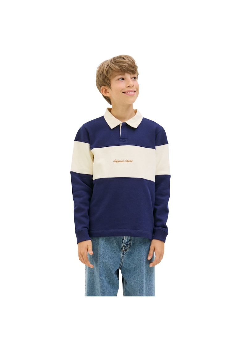 Jack & Jones Bluza JACK &JONES Norrebro Blocking Sweat Polo JNR 47719 - Bej/Albastru