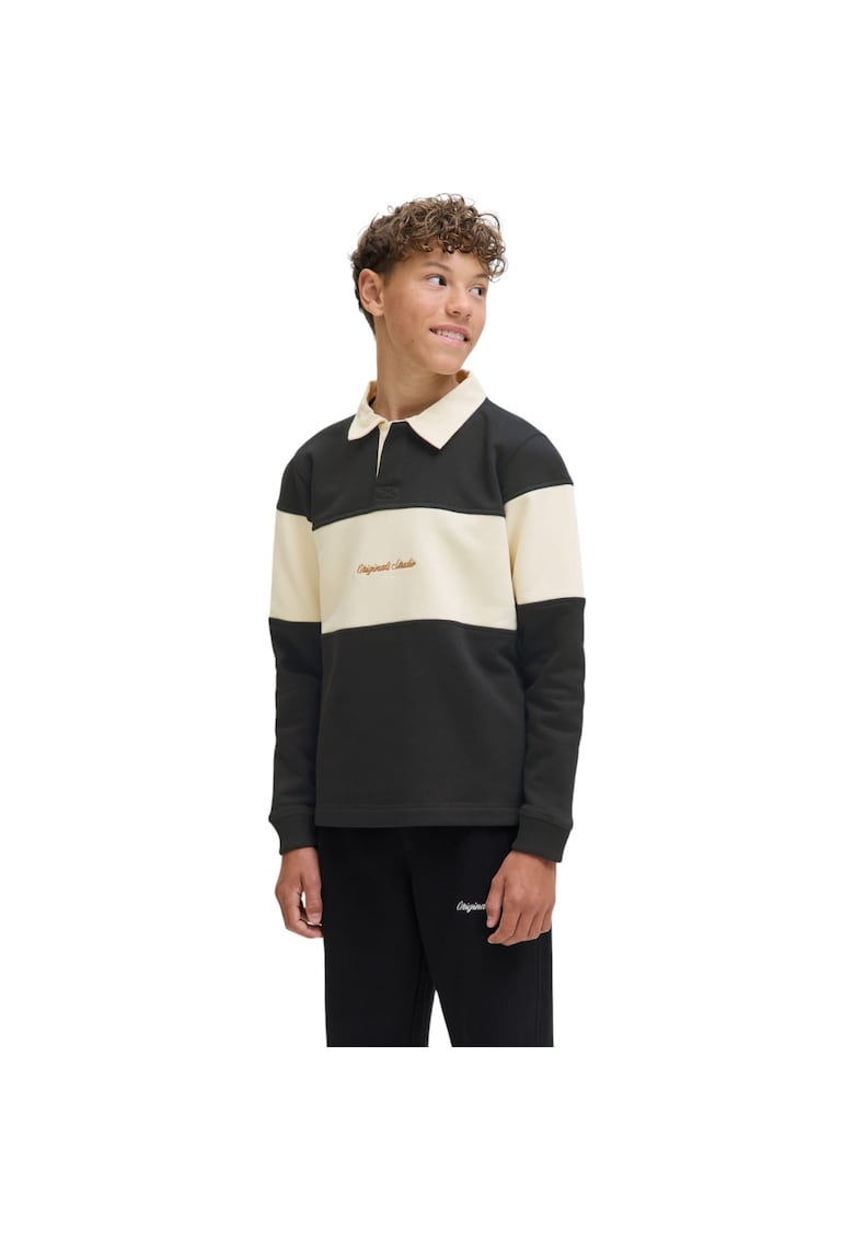 Jack & Jones Bluza JACK &JONES Norrebro Blocking Sweat Polo JNR 47714 - Negru