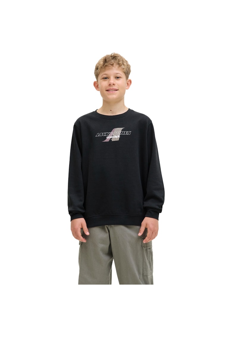 Jack & Jones Bluza JACK &JONES Tier Print Crew SN JNR 47699 - Negru