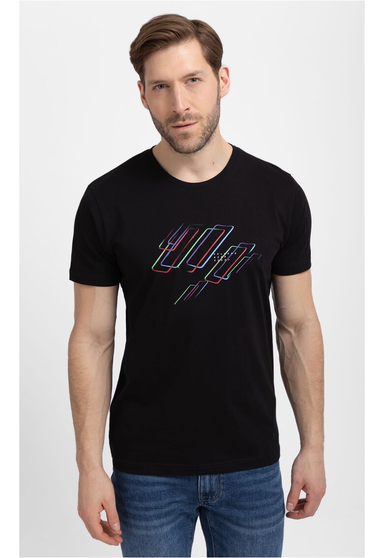 Tricou T-Laser pentru barbati - negru cu imprimeu - Negru