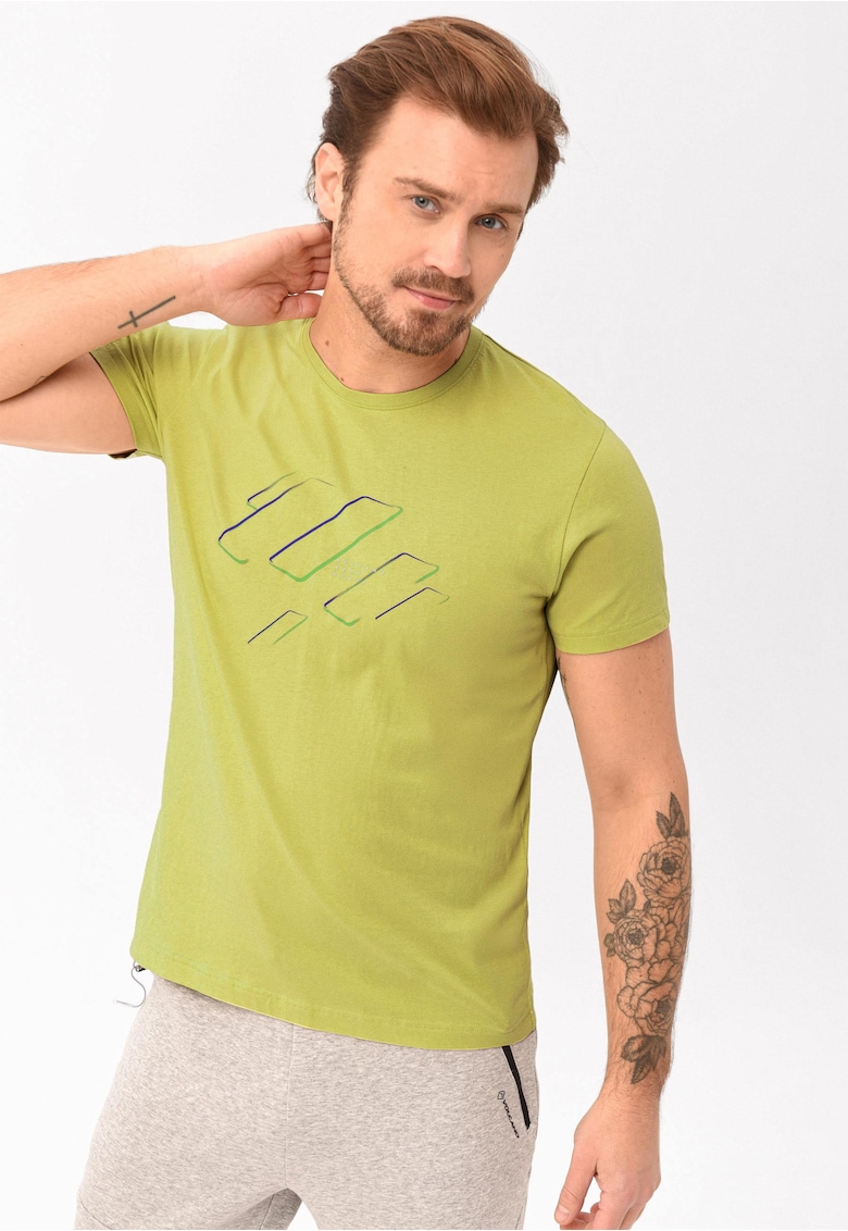 Tricou T-Laser pentru barbati - lime cu imprimeu