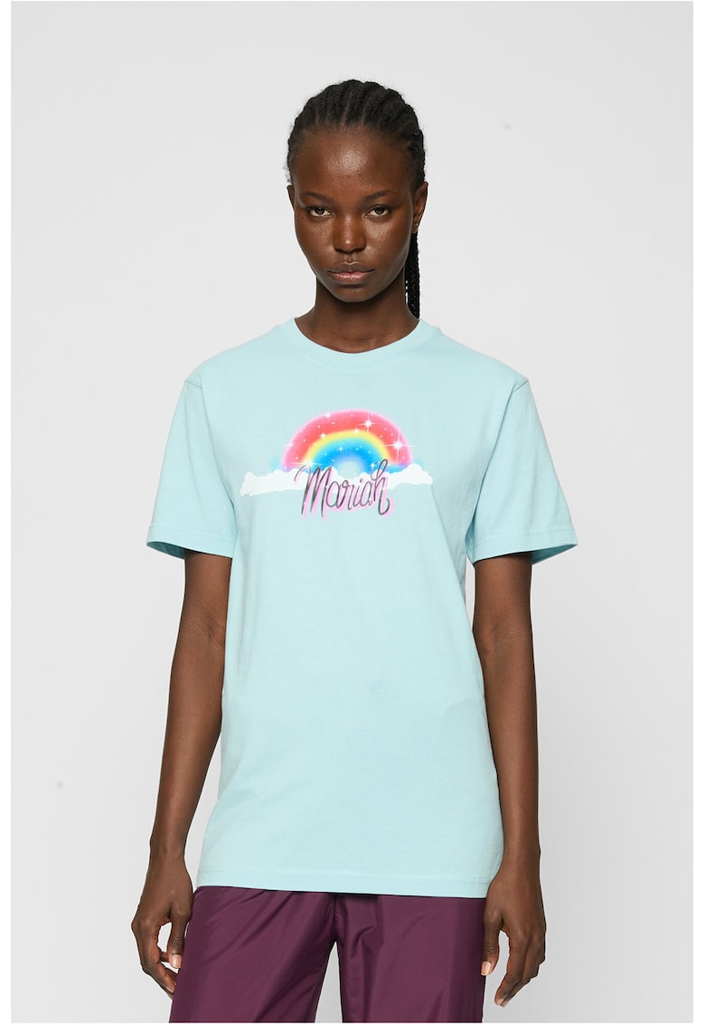 Tricou unisex cu imprimeu text - Albastru glaciar