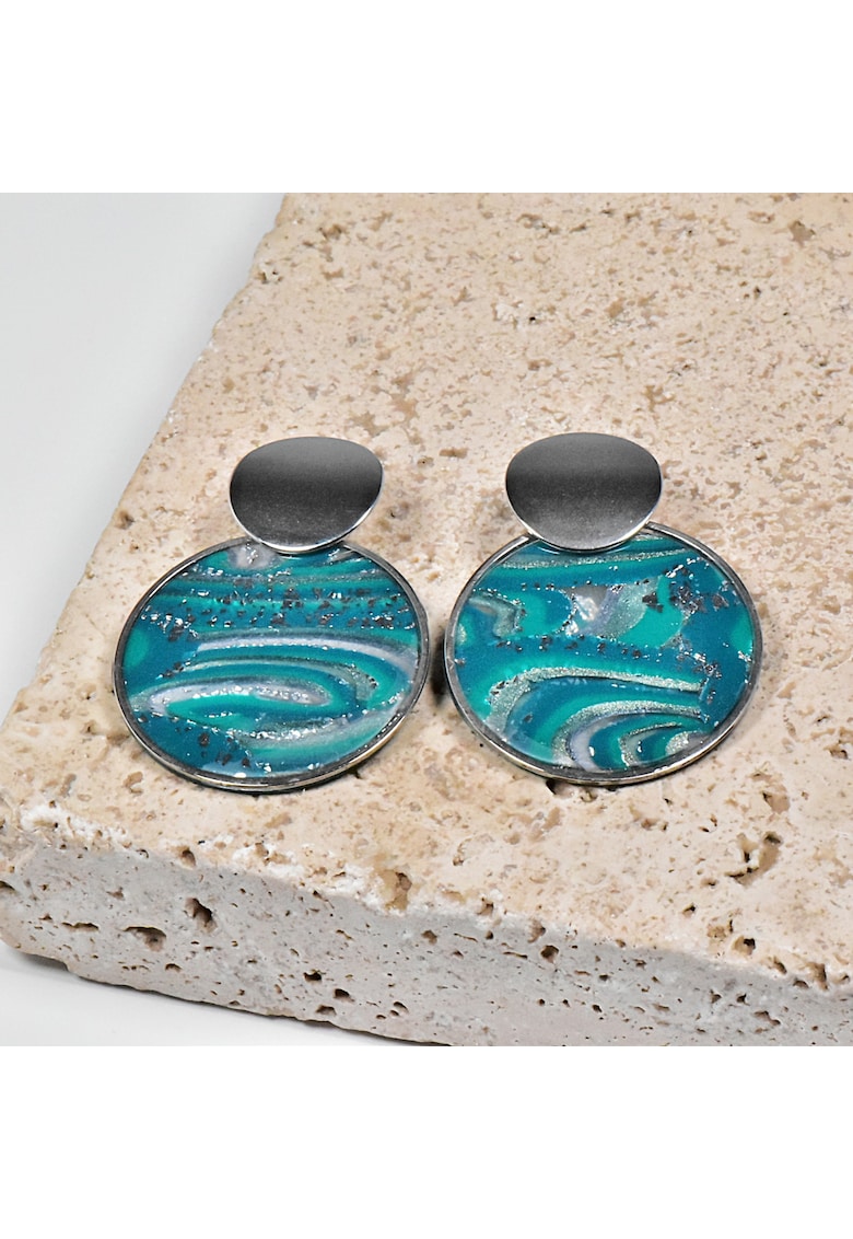 Cercei lut polimeric si rasina epoxidica - dimensiuni mari - usori - multicolor