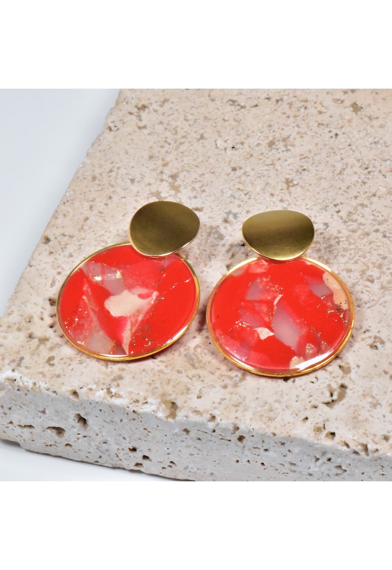 Cercei lut polimeric si rasina epoxidica - design unic - usori - multicolor