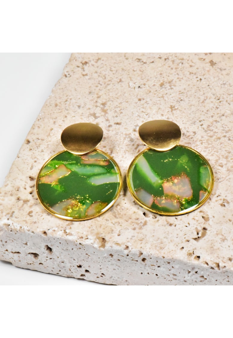 Cercei din lut polimeric si rasina epoxidica - unic - usori - colorat - marime mare