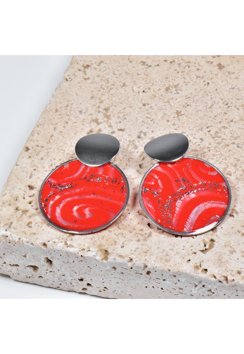 Cercei din lut polimeric si rasina epoxidica - multicolor - 5x8cm