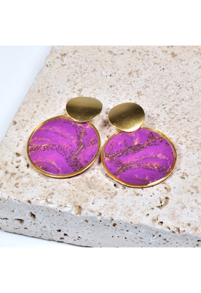 Cercei lut polimeric si rasina epoxidica - multicolor - mari