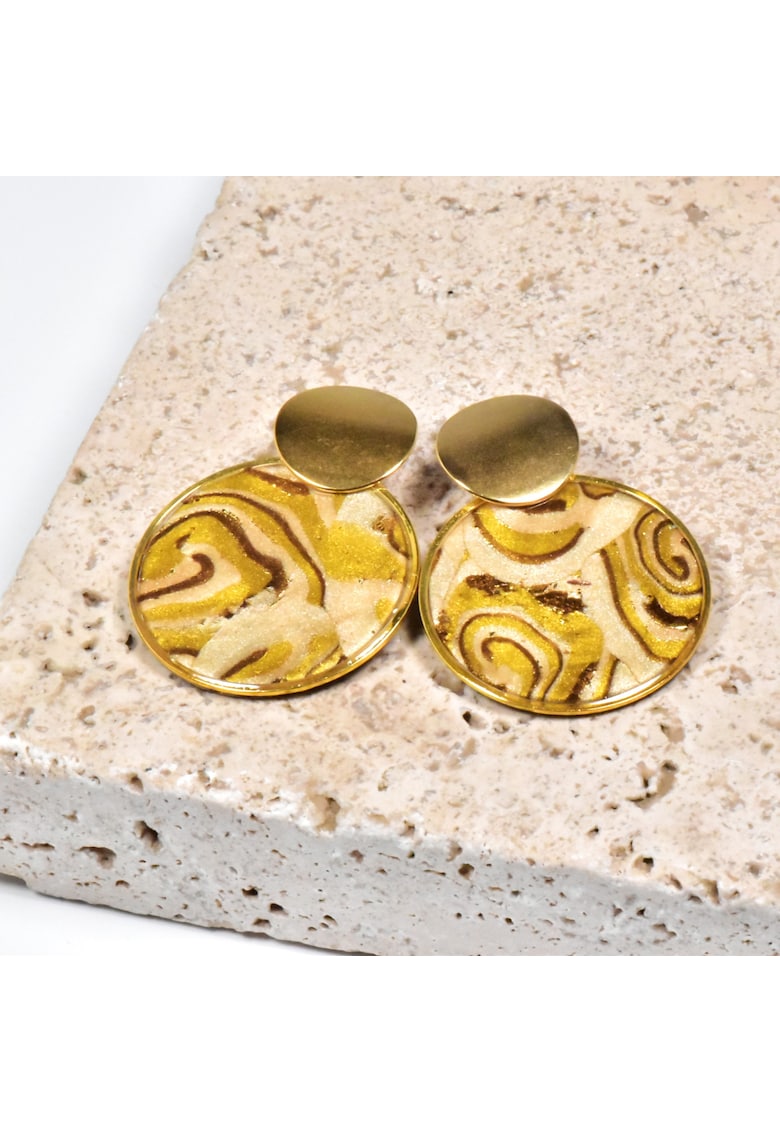 Cercei lut polimeric si rasina epoxidica - texturat - usori - multicolor