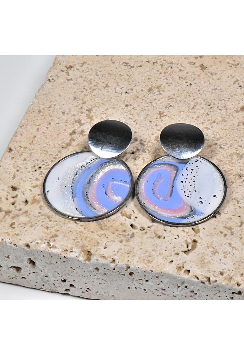 Cercei lut polimeric si rasina epoxidica - multicolor - mari