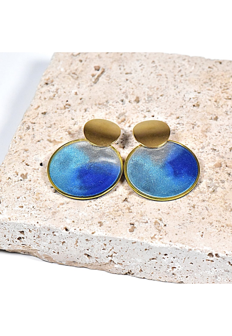 Cercei din lut polimeric si rasina epoxidica - unici - multicolori - mari