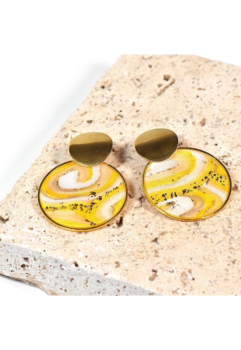 Cercei lut polimeric si rasina epoxidica - multicolor - dimensiuni mari