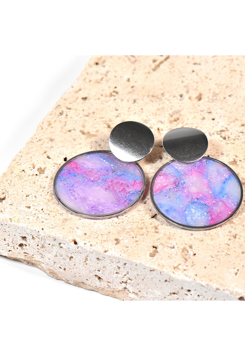 Cercei din lut polimeric si rasina epoxidica - originali - usori - multicolor - handmade