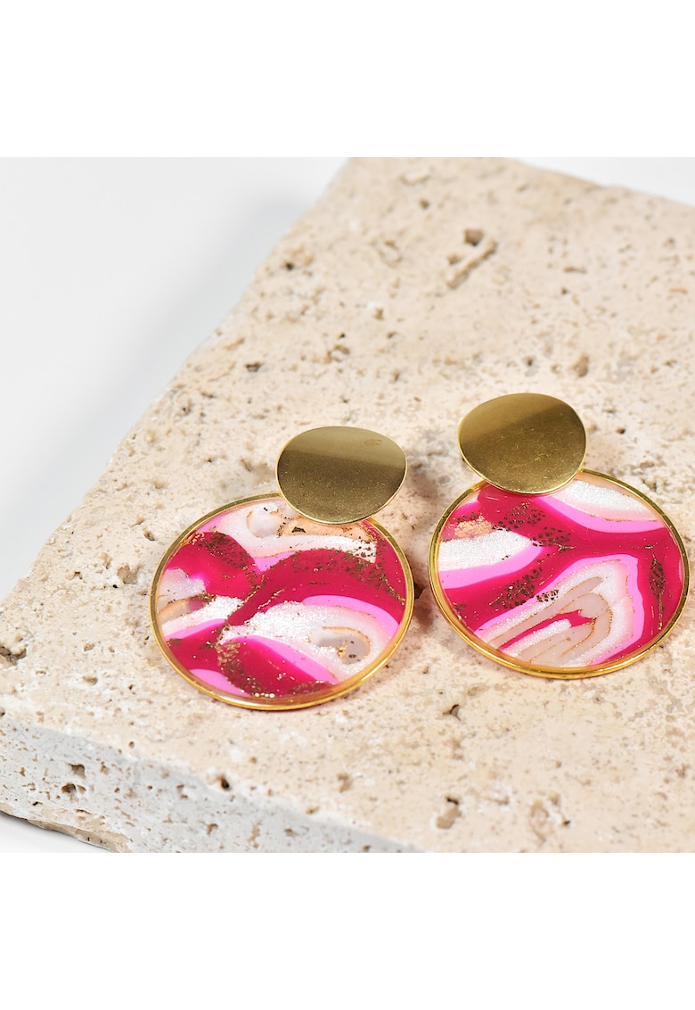 Cercei din lut polimeric si rasina epoxidica - usori - unici - multicolori