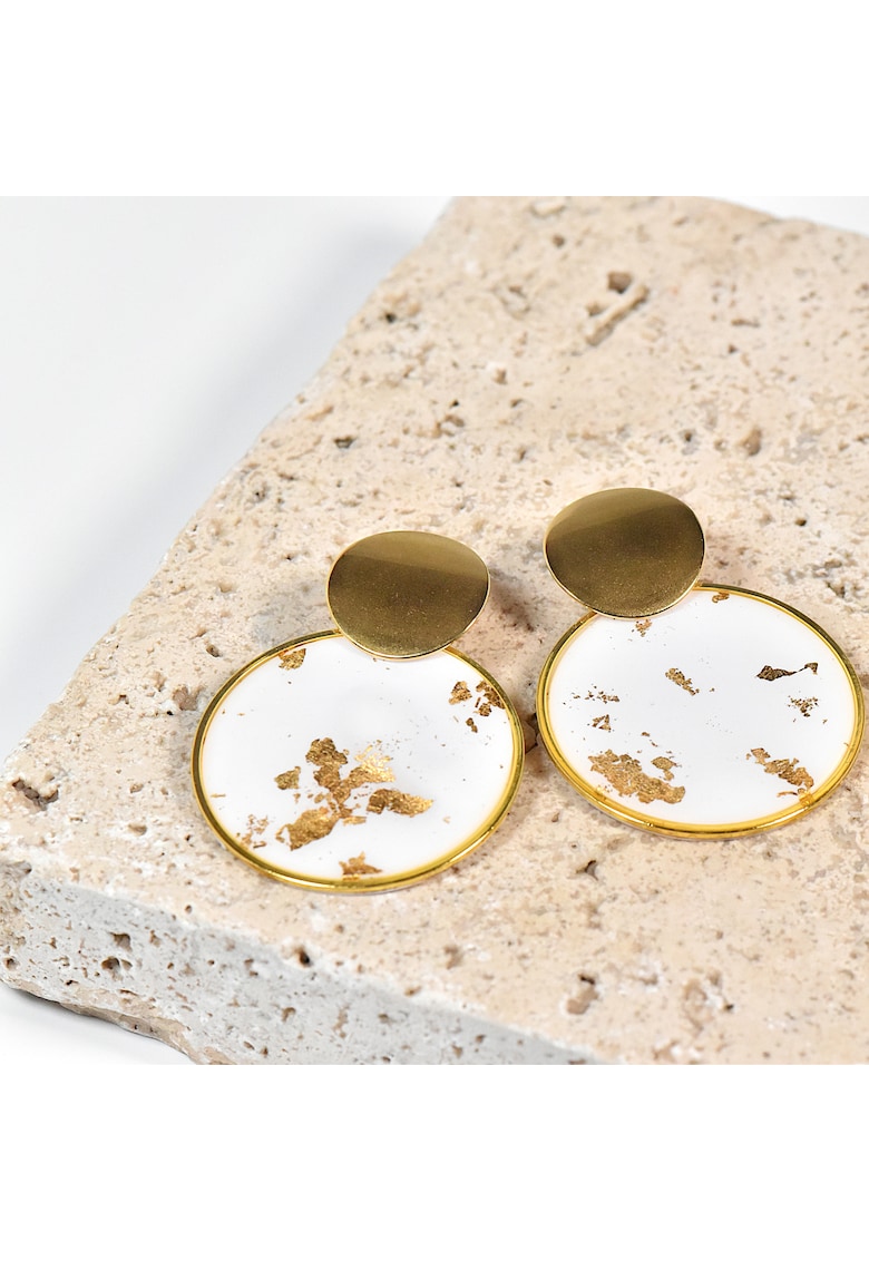 Cercei din lut polimeric si rasina epoxidica - design unic - multicolor - dimensiuni mari