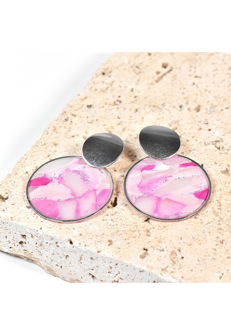 Cercei din lut polimeric si rasina epoxidica - unici - multicolor - mari