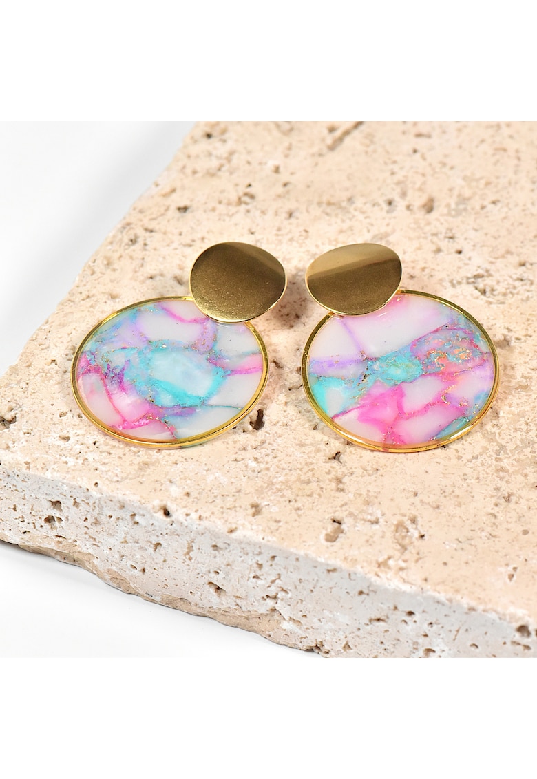 Cercei din lut polimeric si rasina epoxidica - design unic - usori - multicolor