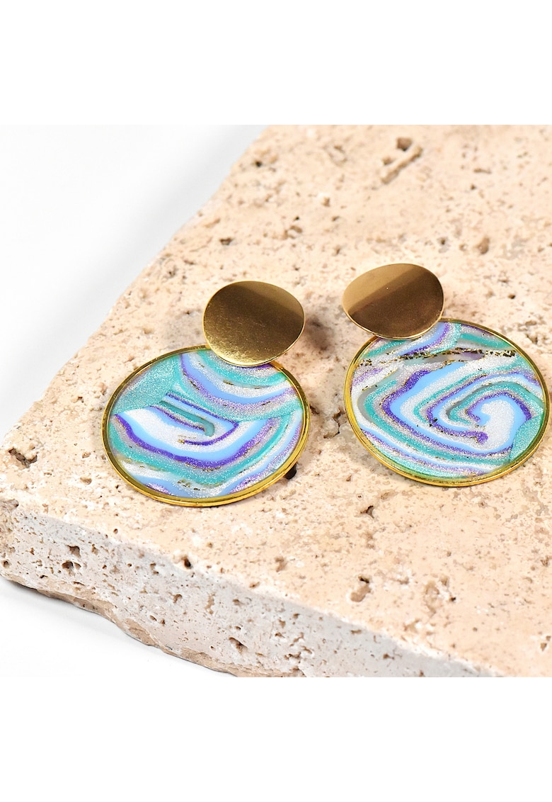 Cercei din lut polimeric si rasina epoxidica - usori - multicolor - dimensiuni mari