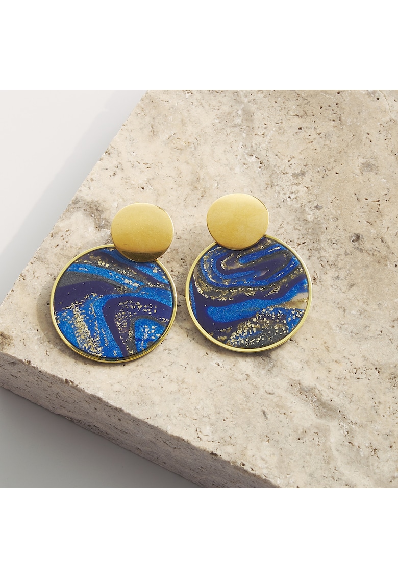 Cercei din lut polimeric si rasina epoxidica - originali - multicolori - dimensiuni mari