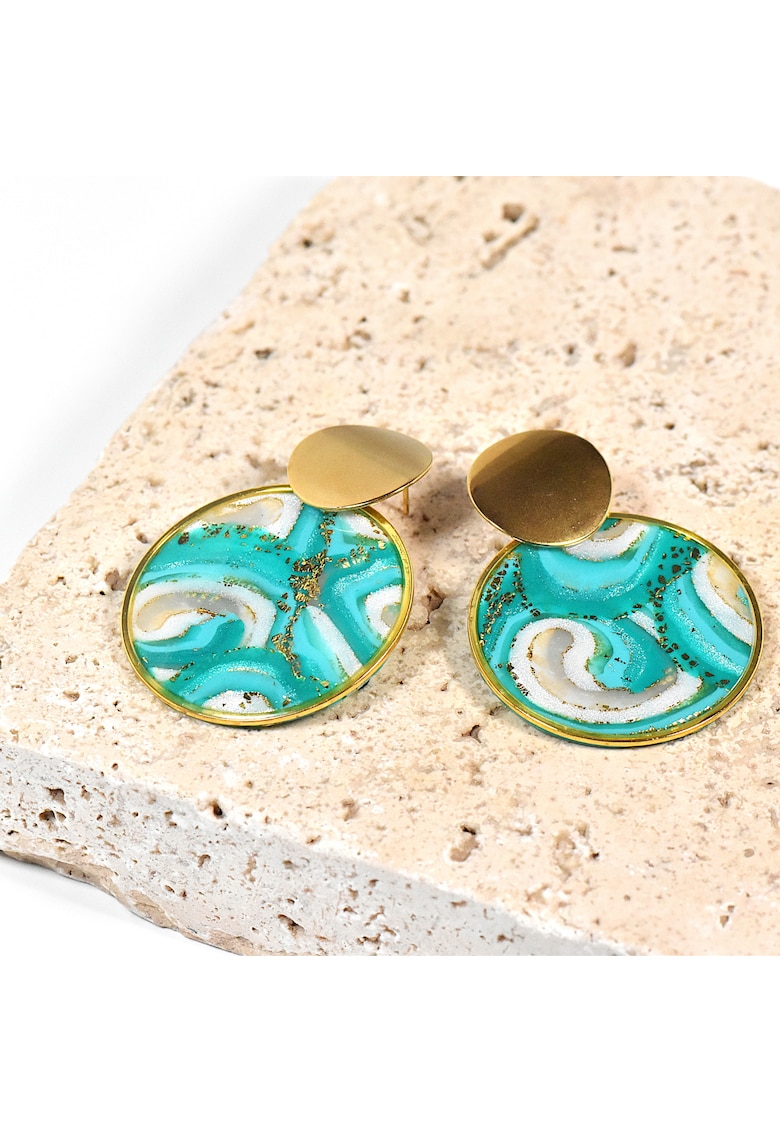 Cercei din lut polimeric si rasina epoxidica - multicolor - dimensiuni mari