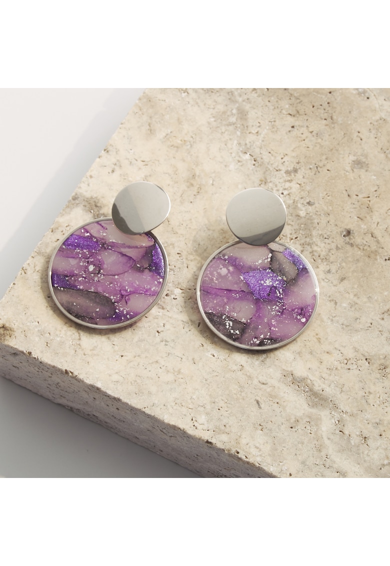 Cercei din lut polimeric si rasina epoxidica - usori - multicolor - handmade