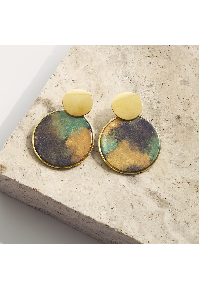 Cercei din lut polimeric si rasina epoxidica - multicolor - manuprtiti - usori