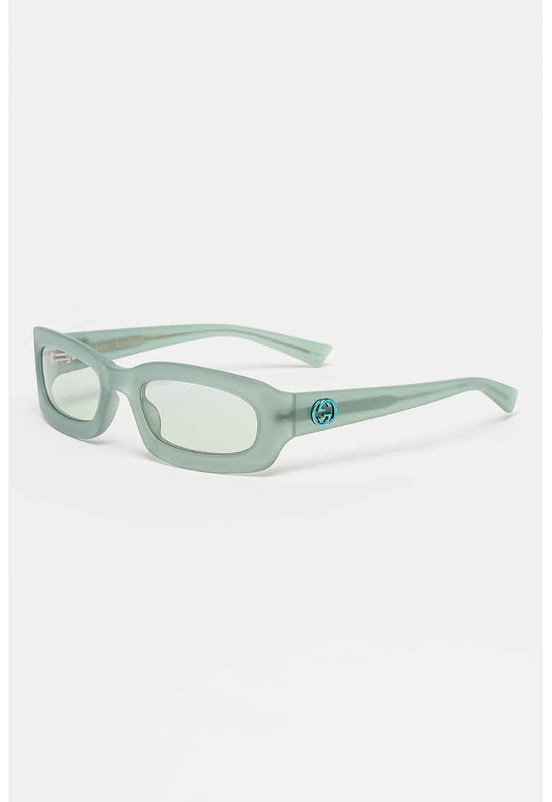 Ochelari de soare dreptunghiulari cu logo pe laterale - Verde pal