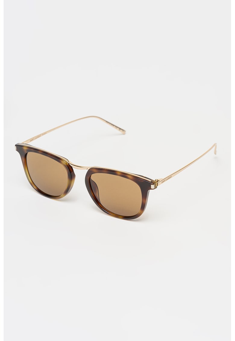Ochelari de soare patrati cu animal print - Auriu/Maro