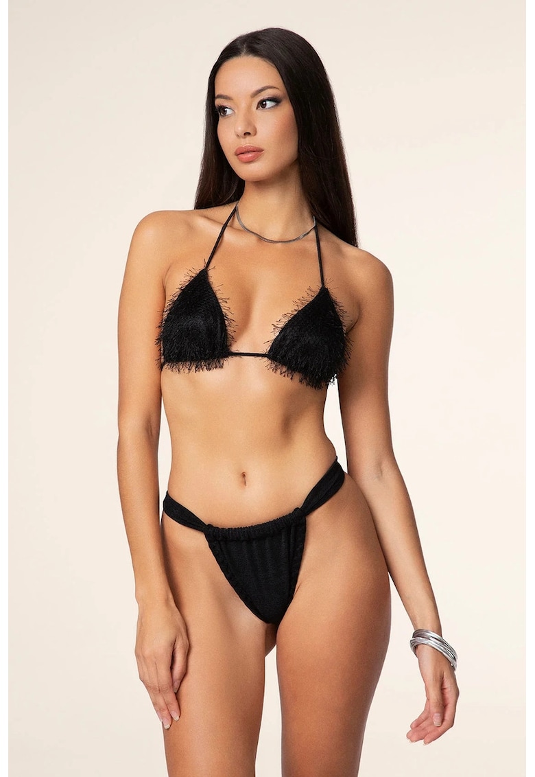 Costum de baie chiloți cu drapaj la spate + sutien cu bretele - Costum de baie chiloți cu drapaj la spate + sutien cu bretele -