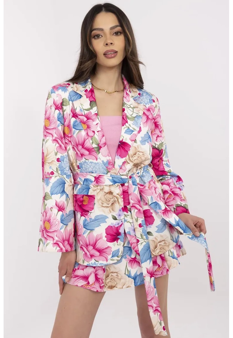 Set de sacou si fusta-pantalon cu imprimeu floral